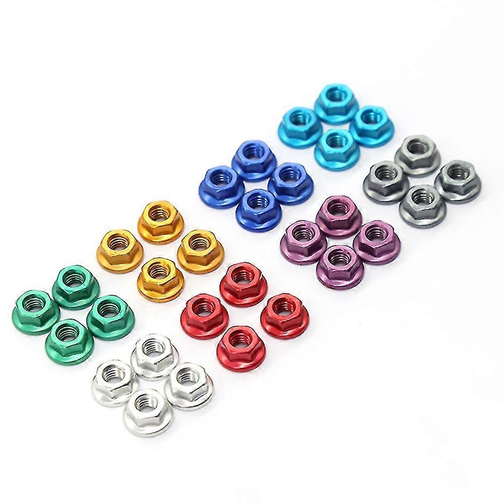 8Pcs CNC Metal Flange Lock Nut 1/10 1/8 1/14 RC Car Truck Crawler Drift TRX4 SCX10 ,Titanium