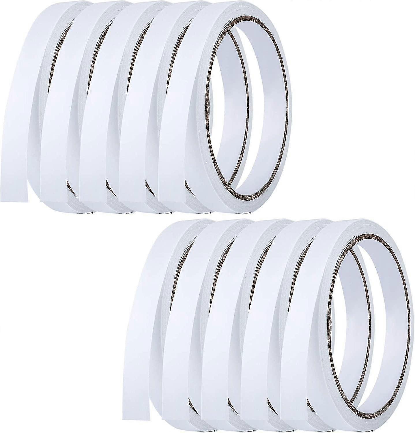 10 Rolls Self Adhesive Double Sided Tape Each Roll 10 M White Strong Sticky Tapes For Handwork, Diy Craft Projects, Cards And Boxes
