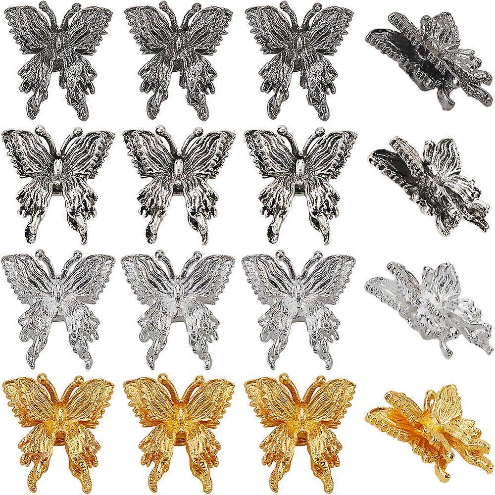 40Pcs 4 Colors Alloy Beads Butterfly Mixed Color 15.5x15x6mm Hole: 2mm 10pcs/color