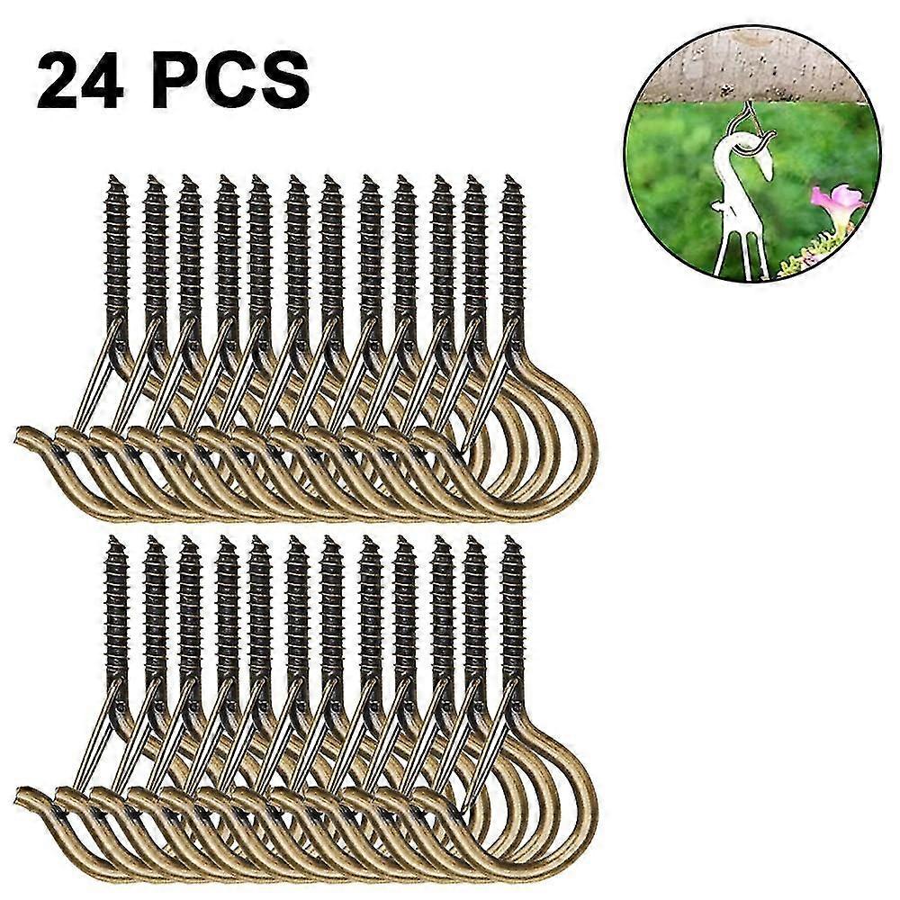 24 Pcs Screw In Hooks Outdoor String Lights Safety Screw Hook Ceiling Hooks With Safety Buckle Wall Hangers Hangers