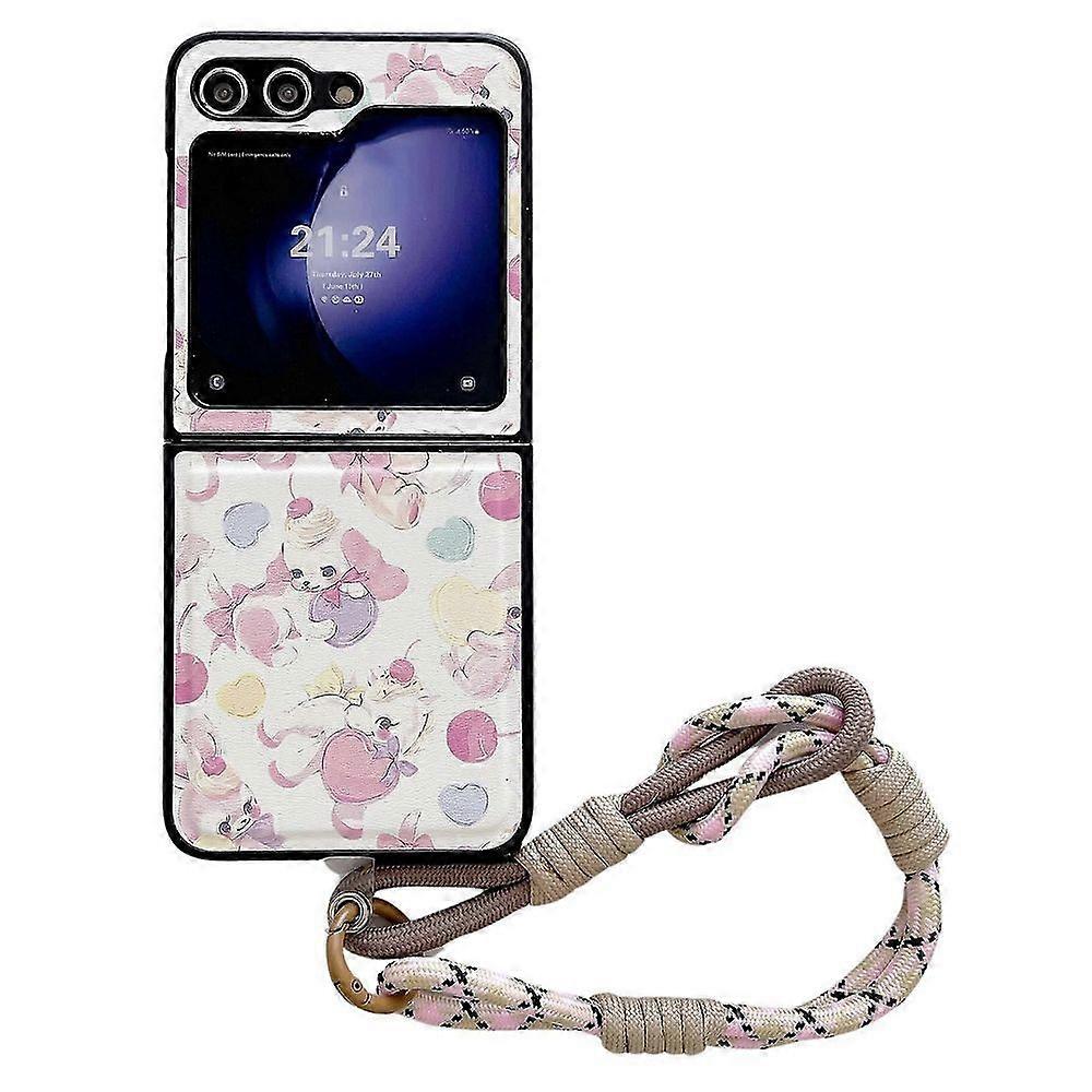 For Samsung Galaxy Z Flip5 5G Case Phone Shell with Hand Strap Phone Cover Painted Patterns
