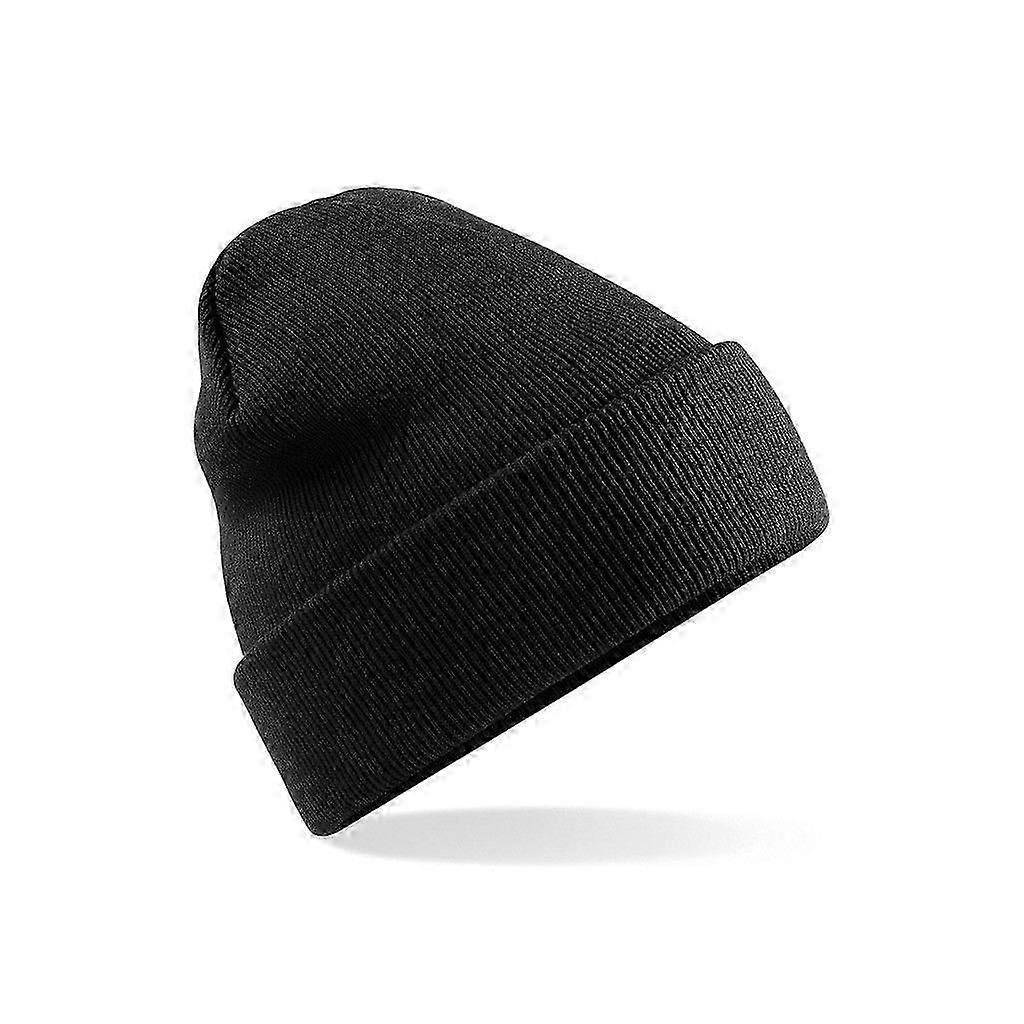 Thick knitted hat, vertical knitted acrylic hat, woolen pullover hat(black)