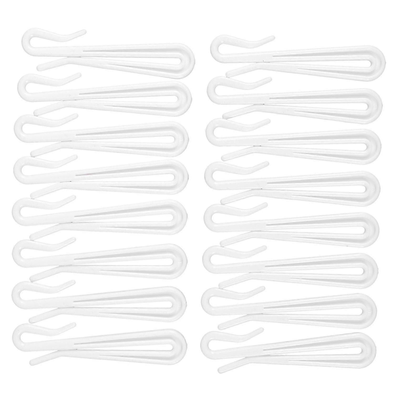 Plastic Window Curtain Hooks 16 Pcs White