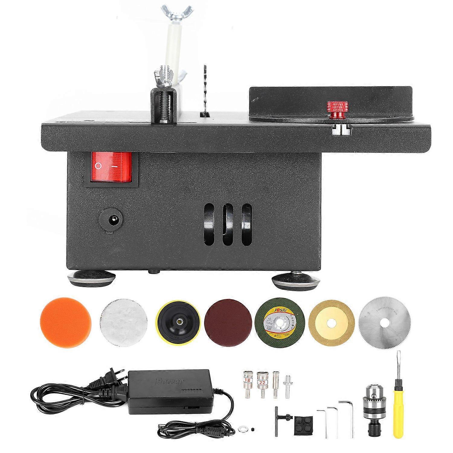 Mini Table Saw Multifunctional Bench Lathe Jewelry Polishing Machine DIY Handmade Tool 110‑240VUS Pl