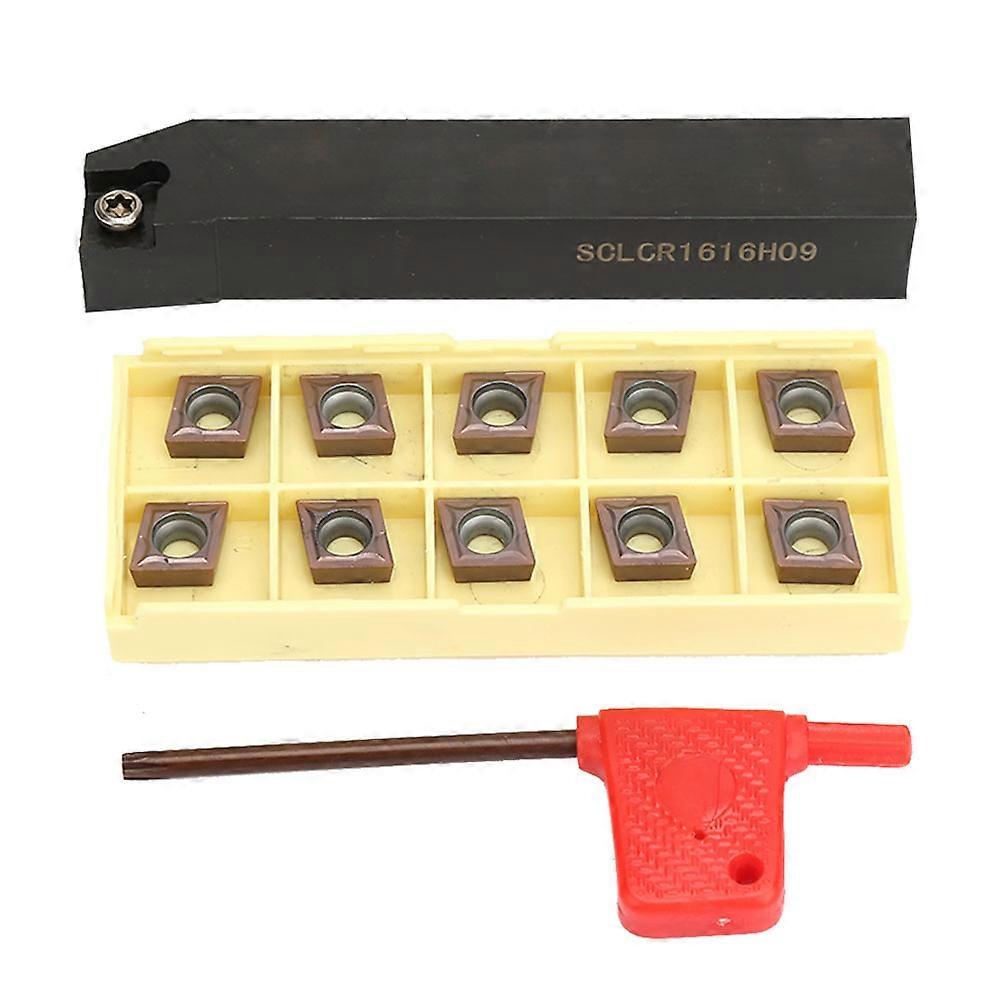 1pc SCLCR1616H09 Lathe Turning Tool Holder + 10pcs CCMT09T304 Carbide Inserts with Wrench