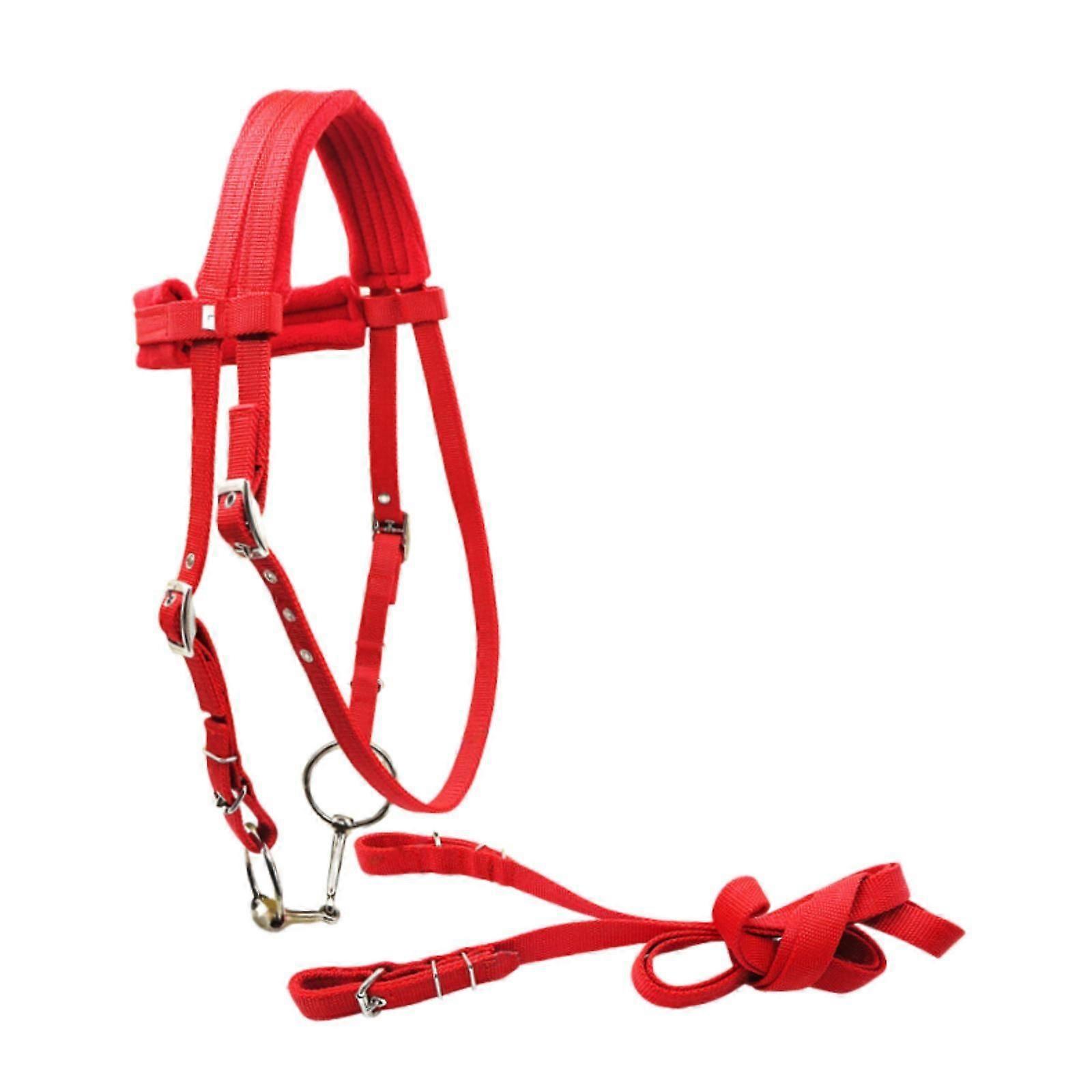 Rédea de Cavalo com Rédea Ajustável Corda Equestre de Cavalo S Vermelho