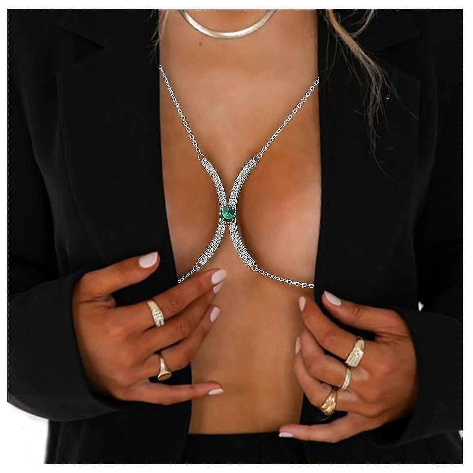 Női strasszos mellkaslánc Bikini fehérnemű testékszerek