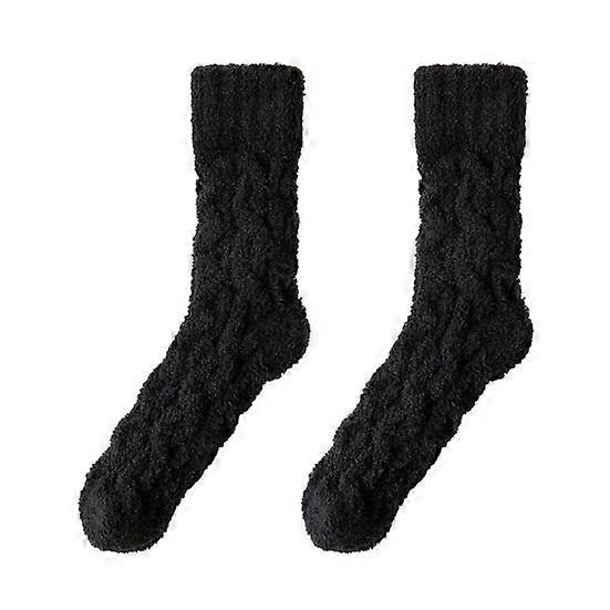 1 Pair Men Winter Socks Mid-tube Coral Fleece Thickened Warm Soft Elastic Anti-slip No Odor Sweat Absorption Solid Color Sports Socks