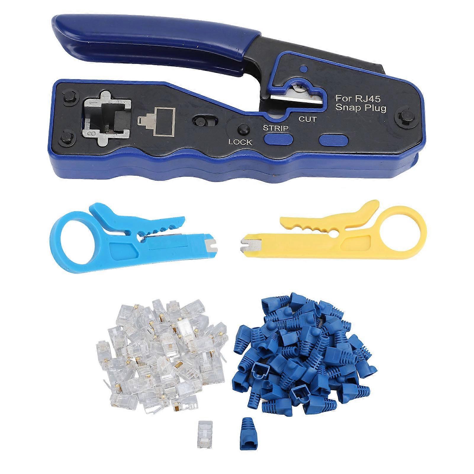 Uadme Pass Through Ethernet Crimper, RJ45 CAT6 Crimp Stripper Tool with Crystal Head, for Cat5 RJ11, RJ12 Cables Telephone Installations