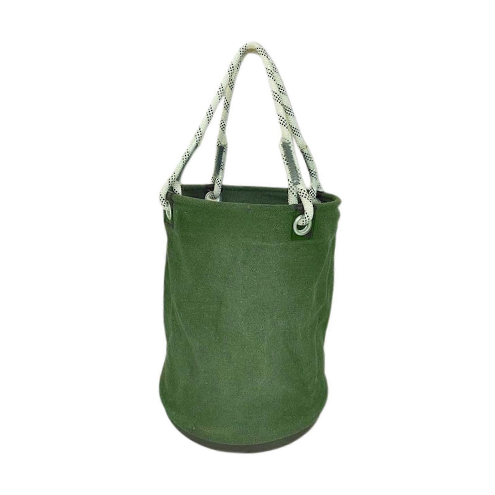 Canvas Bucket with PP Base Foldable Versatile Electrician Insulated Tool Bag Green