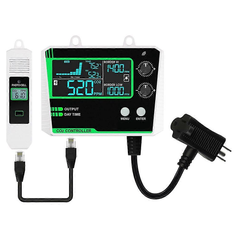 Carbon Dioxide Controller Single Channel Split Probe CO2 Monitor CO2 Pressure Reducer Valve for Greenhouse US Plug C