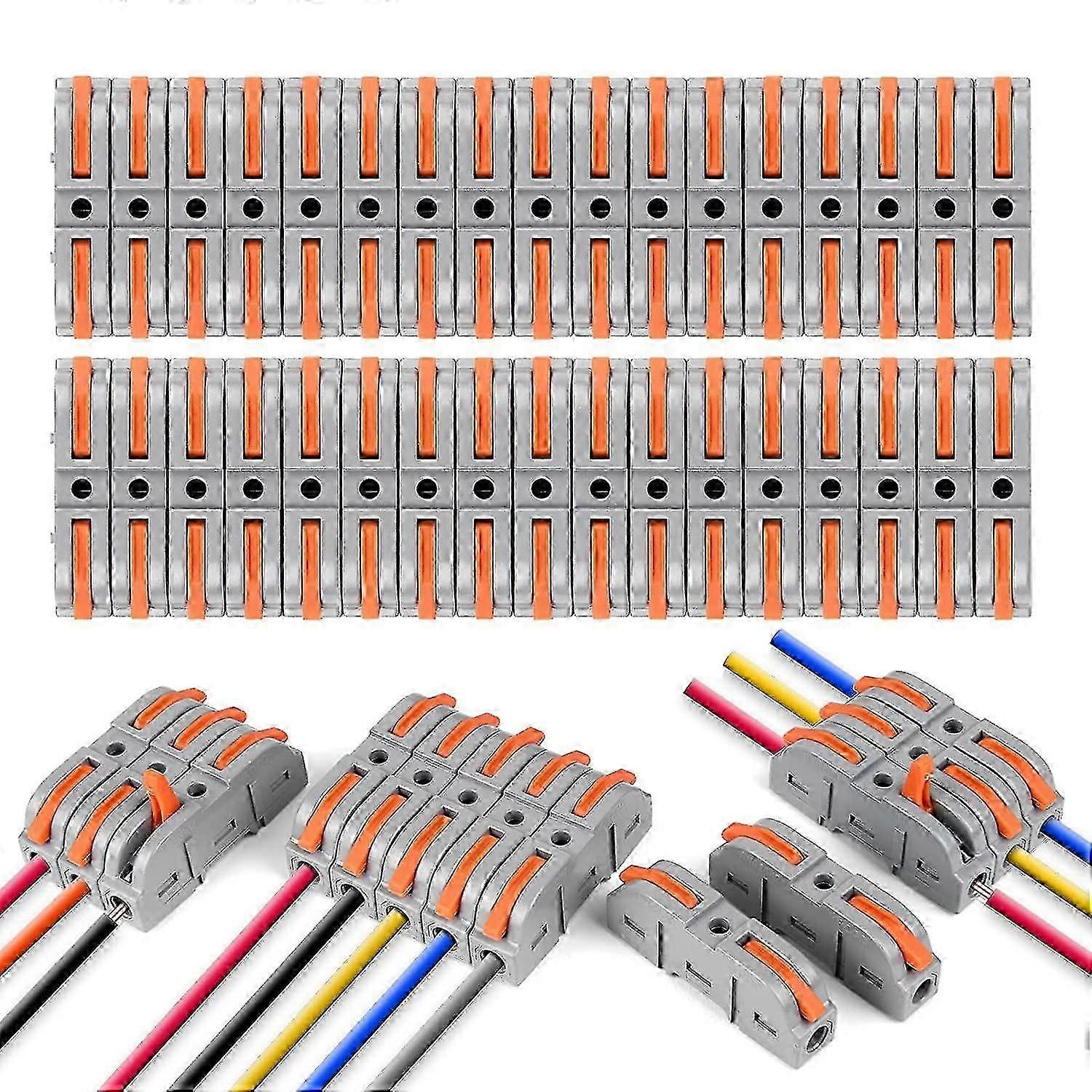 Quick Electrical Connectors With Lever, 34 Pcs 1-wire 2-entry Quick Connect Terminals, Quick Electrical Domino, Cable Wire Connector Can Be Freely Com
