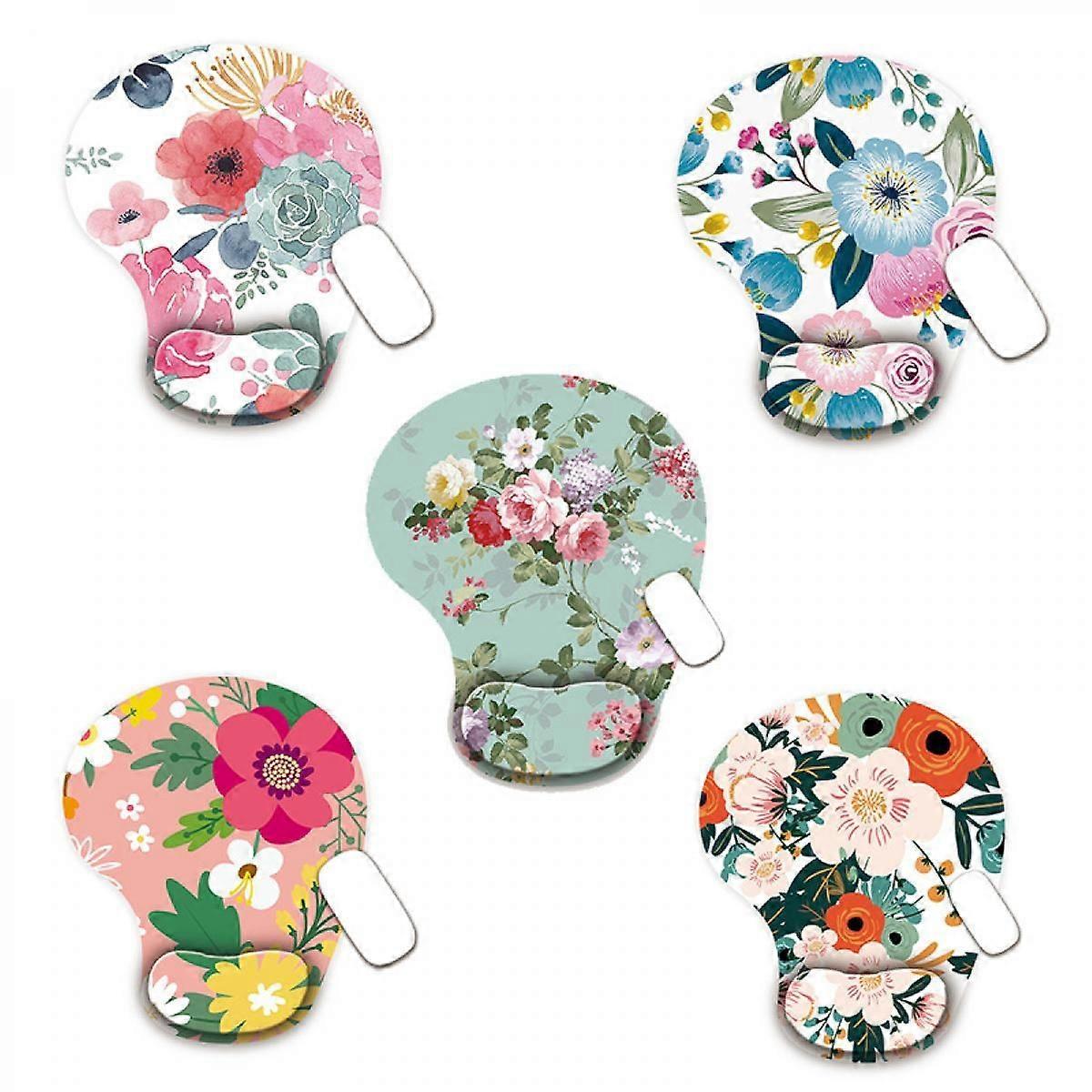 Flower Series Silicone Wrist Rest Mouse Pad Thickened Hand Rest Thickened Computer Office Mouse Pad Wrist Rest Anti-slip Pain Relief Suitable for Home