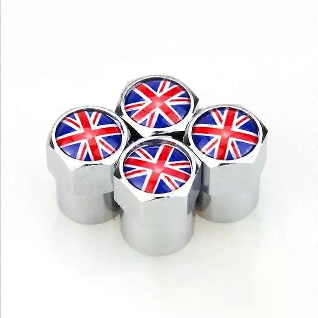 4 X Metal Wheel Tire Valve Caps Covers UK Flag Logo Car Decoration Accessories for MINI Cooper Coupe Cabrio One MINI Series MAXP