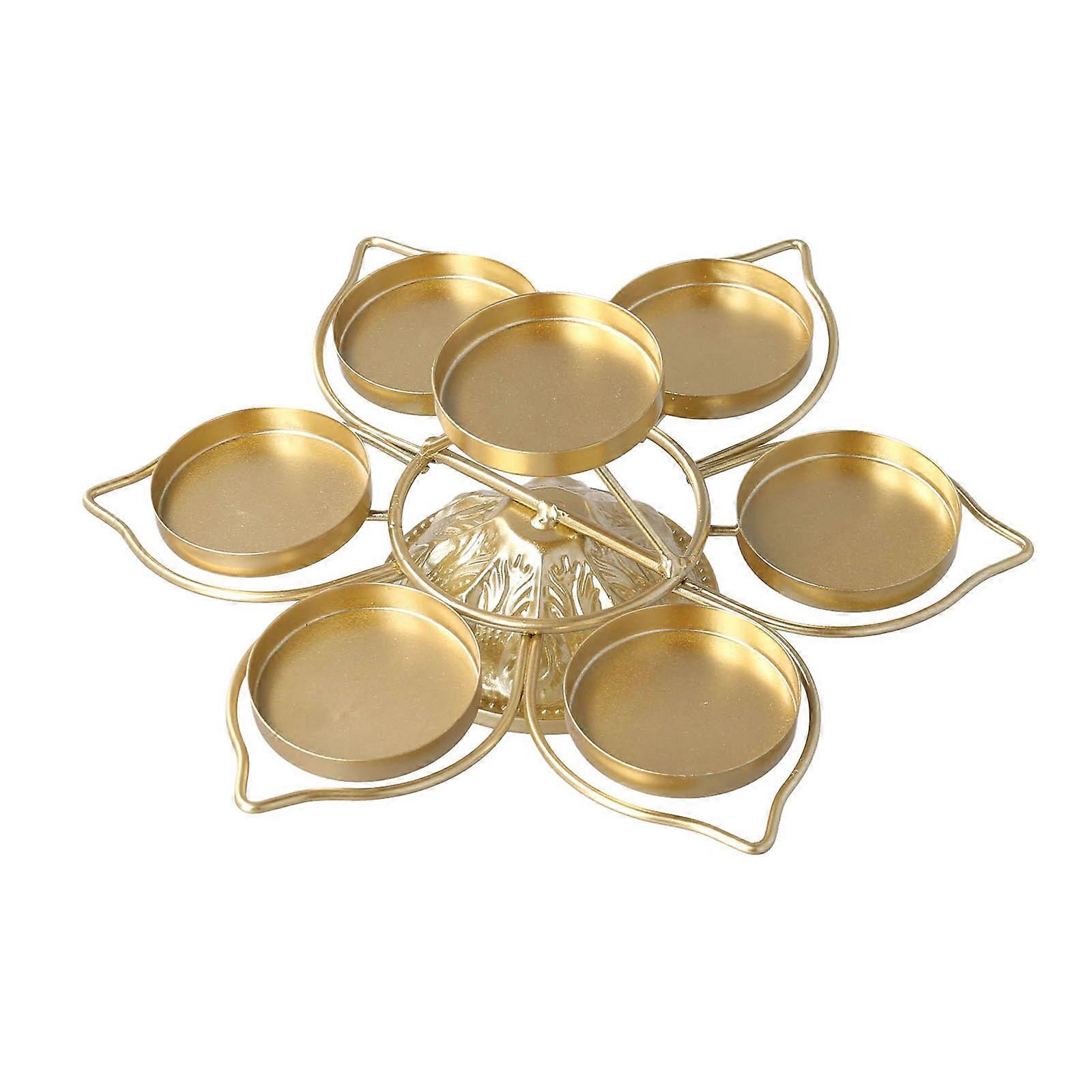 1PC 7Star Lamp Home Table Centerpiece Lotuses Desktop Ornament Advent Candle Holder Butter Lamp Lotuses Candle Holder gold
