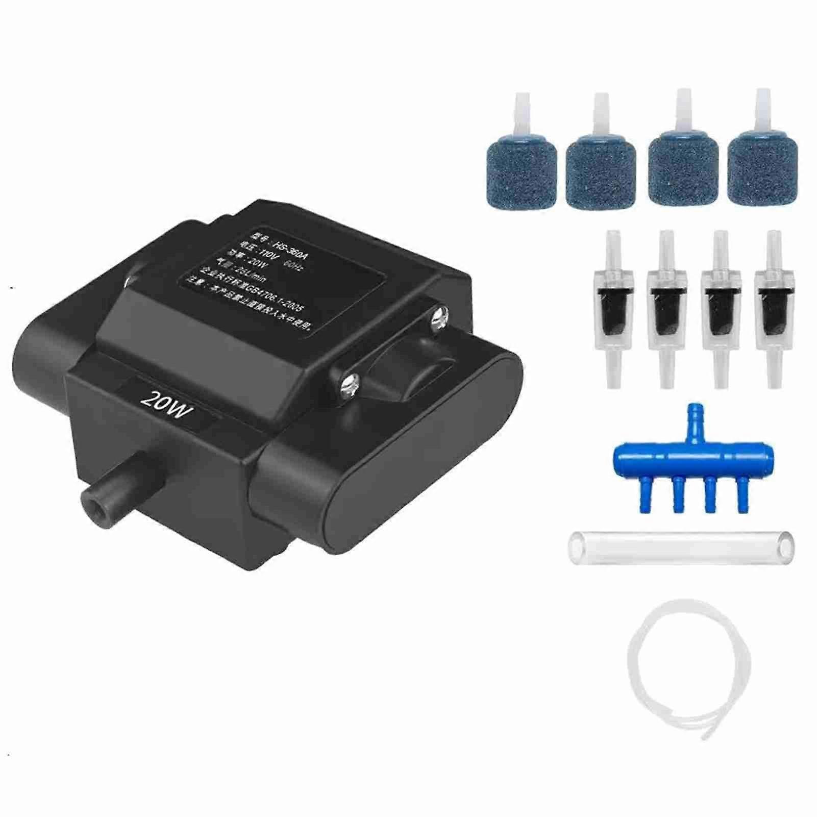 20W/30W Powerful Aquarium Pump Adjustable Fish Oxygen Aerator Pump with 4 Outlets and Accessories for Aquariums Fish Tanks Ponds Hydroponic