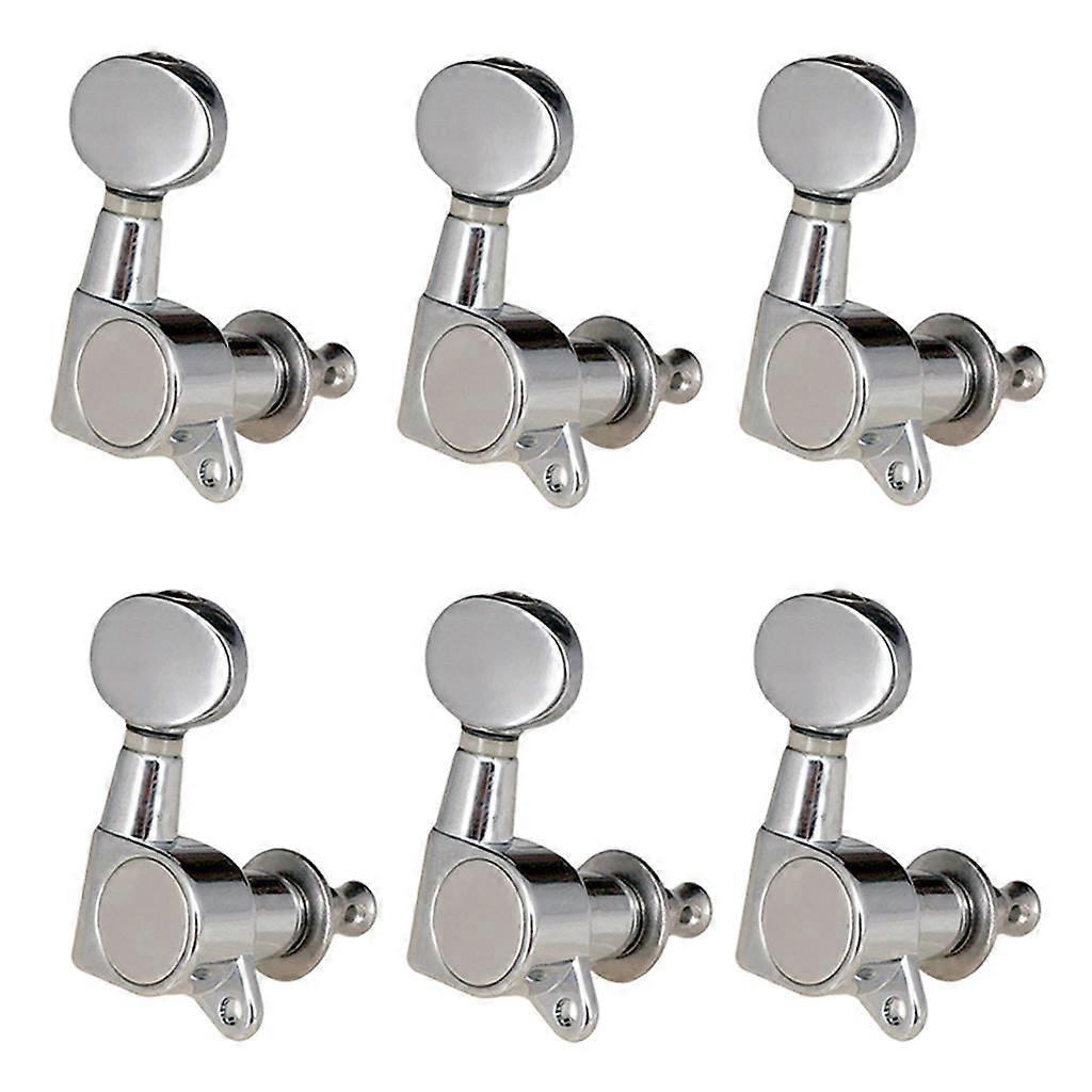 6PCS String Tuning Pegs Tuners Enclosed Button for Acoustic Guitar 6R Silver