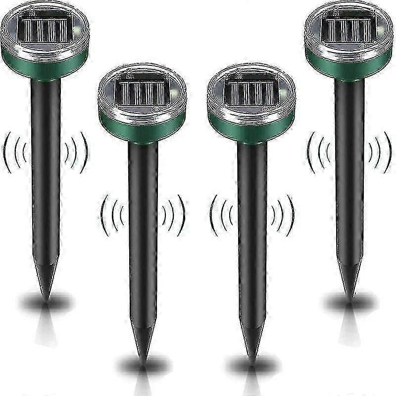 مبيد الخلد الشمسية ، 4 قطع مبيد الآفات بالموجات فوق الصوتية - مكافحة الخلد مع Ip65 للماء ، طارد الخلد حديقة مبيد الحشرات