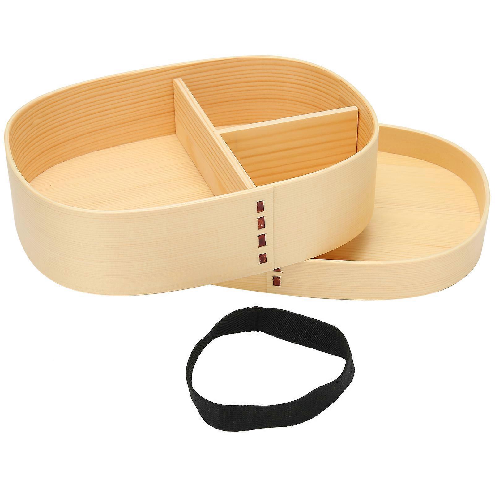 Lunch Box Japanese-Style Single-Layer Wooden Sushi Container Tablewares Natural Finish 1-Compartment