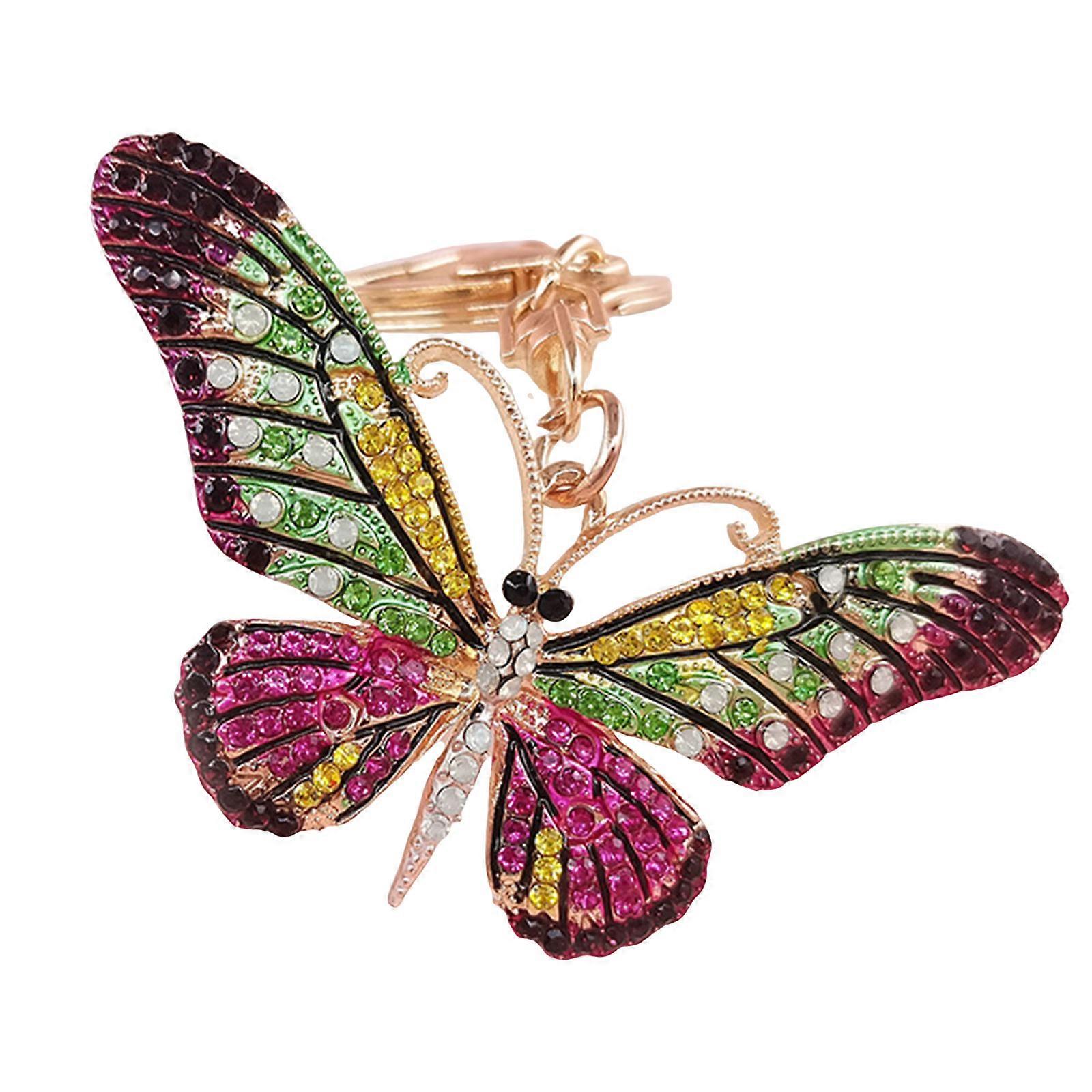 Élégant papillon porte-clés bijoux accrocheur creux papillon pendentif téléphone charme délicat porte-clés décoration violet