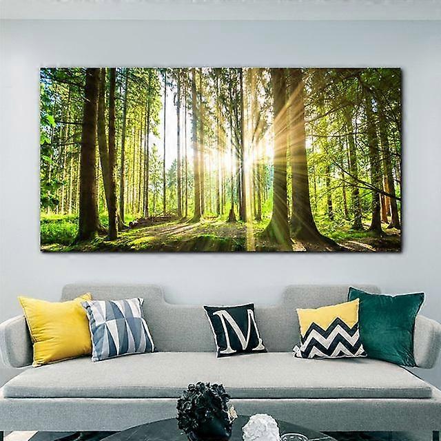 Auringonnousu metsä seinätaide kangasmaalaus moderni luonnonmaisema julisteet ja tulosteet seinäkuvia olohuoneen kodin sisustukseen