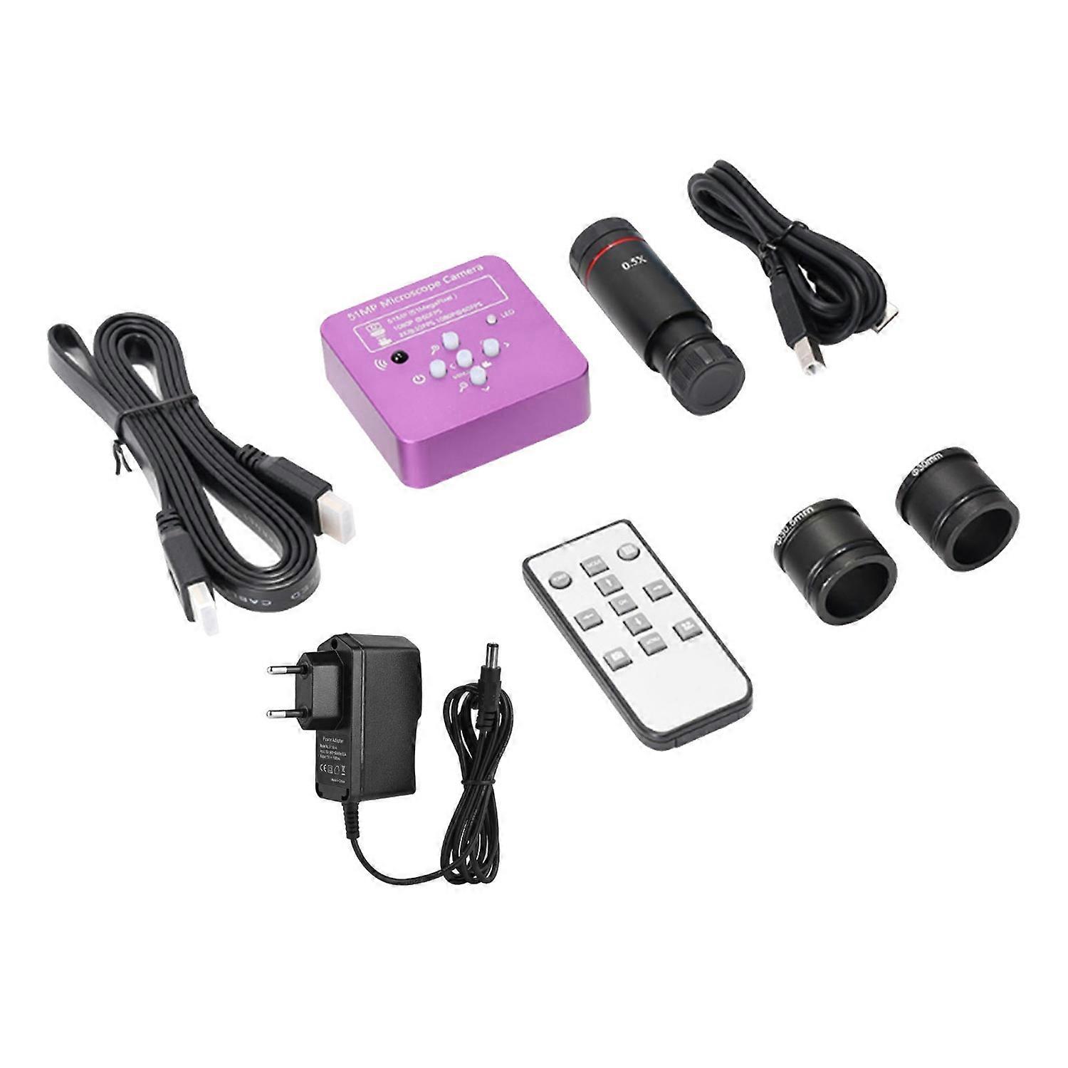 51MP Microscope Camera 130X C Mount Lens HD Digital Microscope Video Camera with Remote Control EU P
