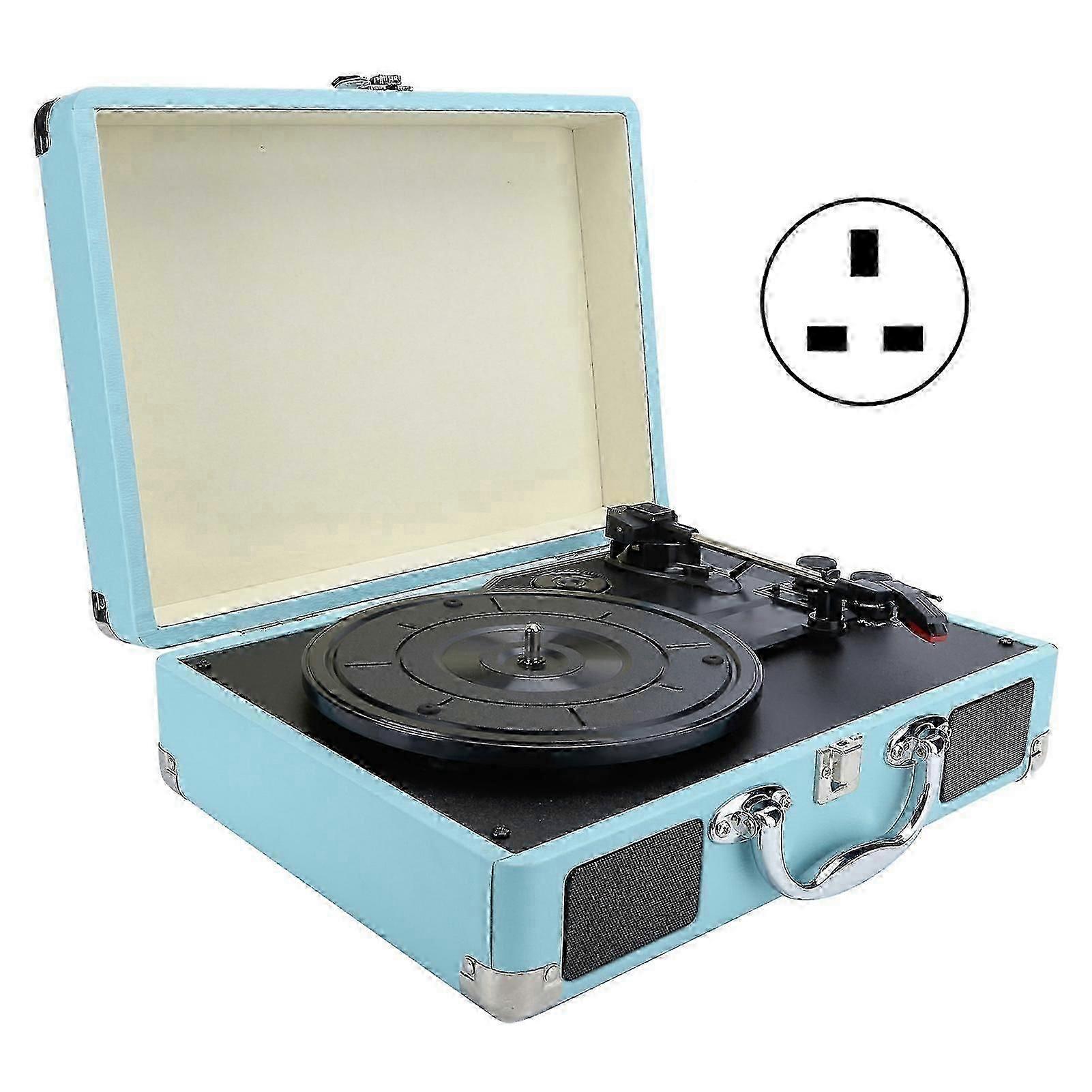 100?240V Vinyl Record Player Suitcase Portable Speaker Turntable Player 33/45/78 RPMUK Plug