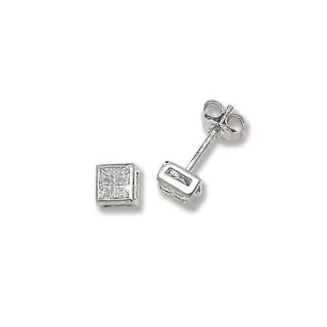 Acotis Silver Stud Earrings Square Zirconia G5316CZ