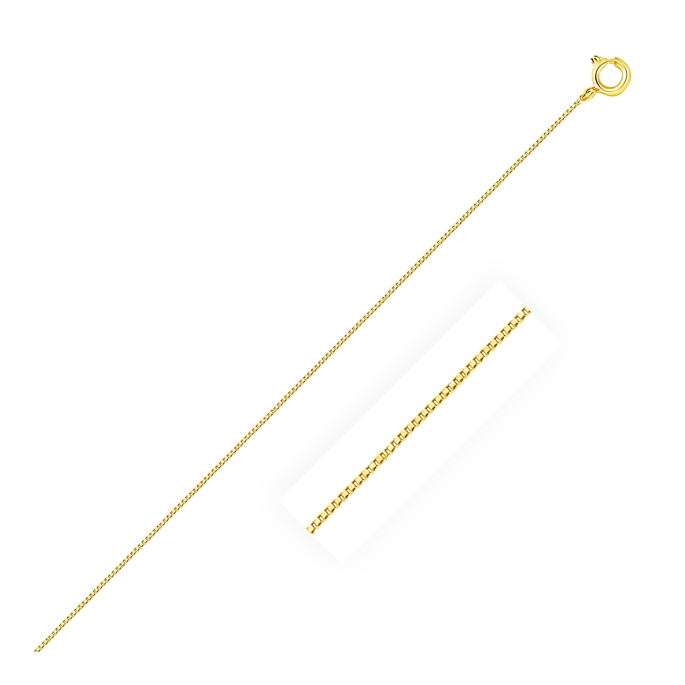 14k Yellow Gold Classic Box Chain 0.45mm Spring Ring Clasp