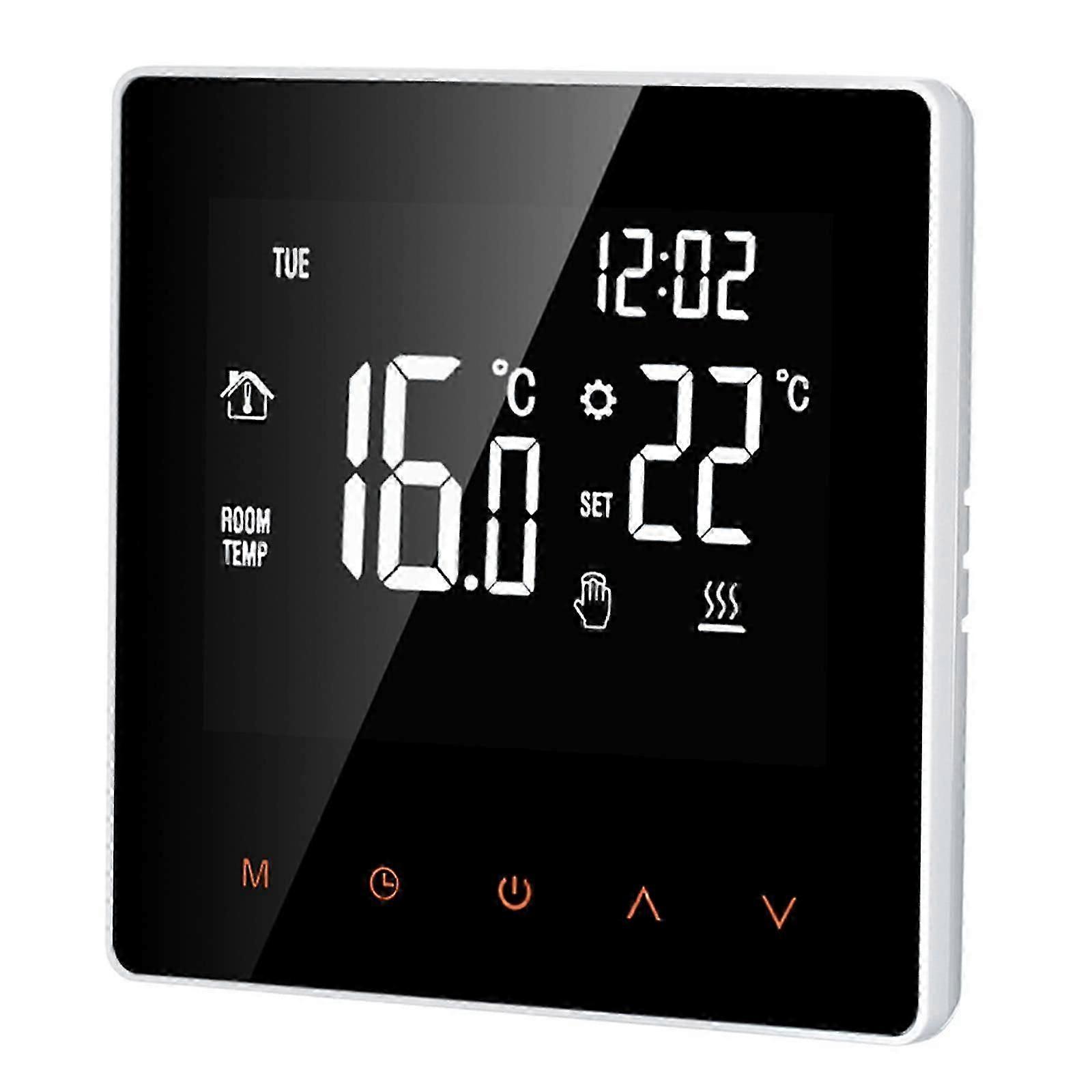 16A Digital Thermostat, LCD Display, Touchscreen, Programmable, for Home, School, Office, Hotel, White