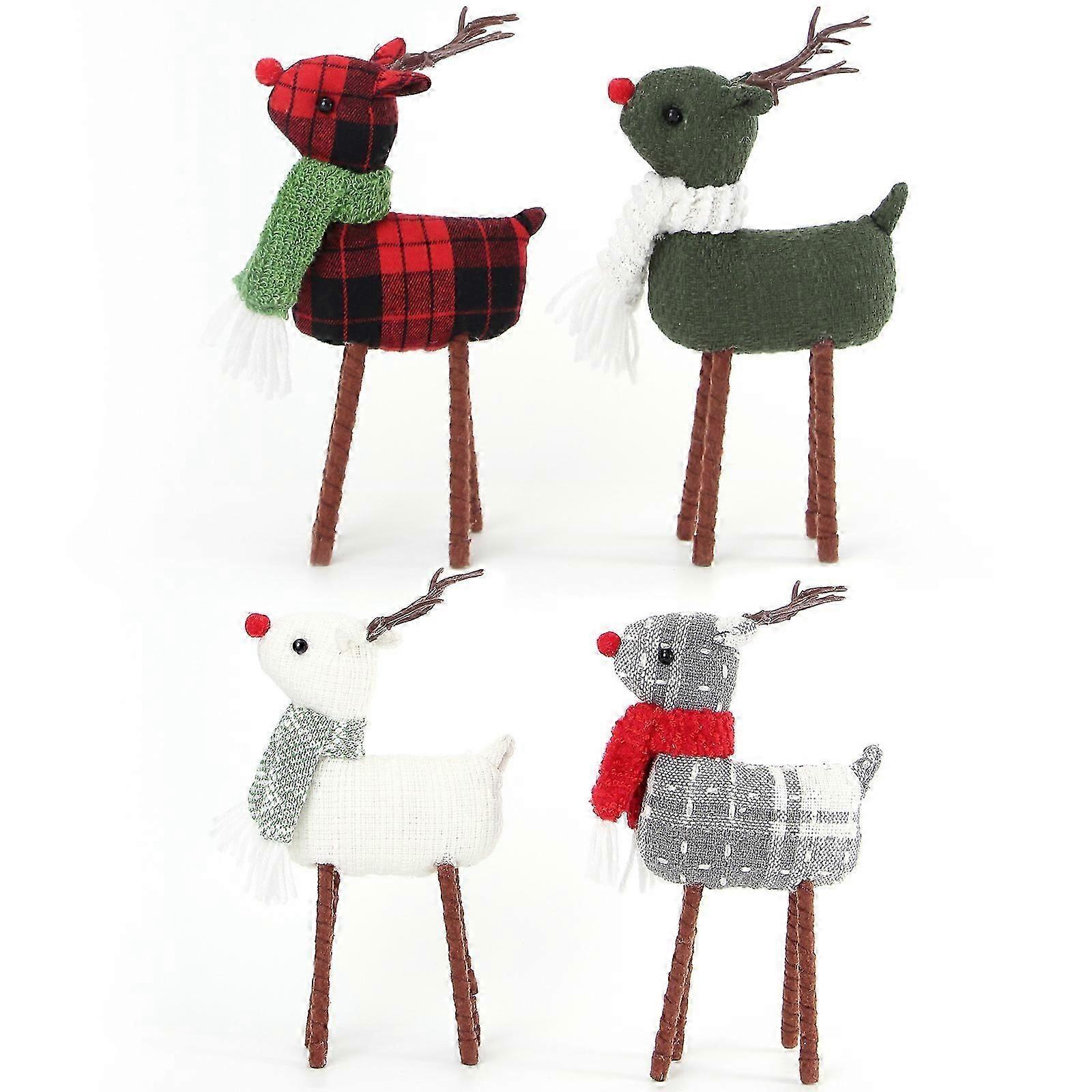 Reindeer Christmas Decoration, Standing Christmas Elk Decor, Handmade Plush Swedish Santa Elk Figurines Christmas for Home Indoor