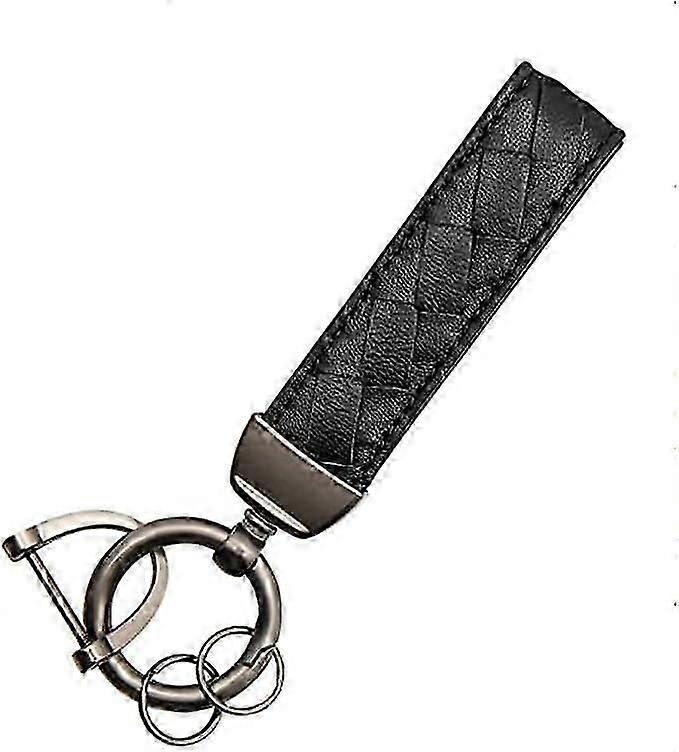 Universal Leather Key Chain, Hand-Woven Sheepskin Car Key Chain - black