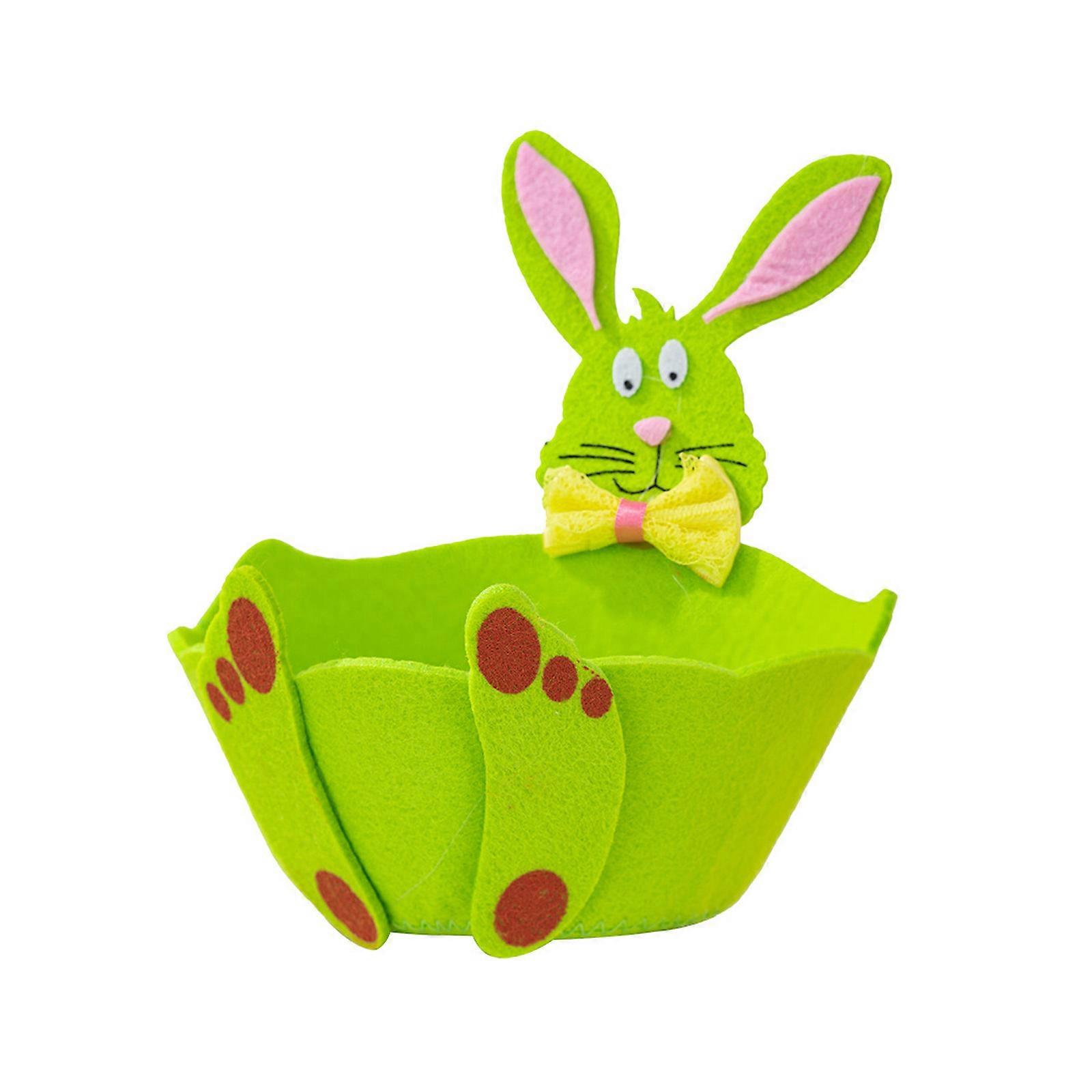 Fabric Easter Rabbit Display Holders Stylish Easter Themed Rabbit Decoration Baskets For Gifts Candy And Eggs Hunts  Green
