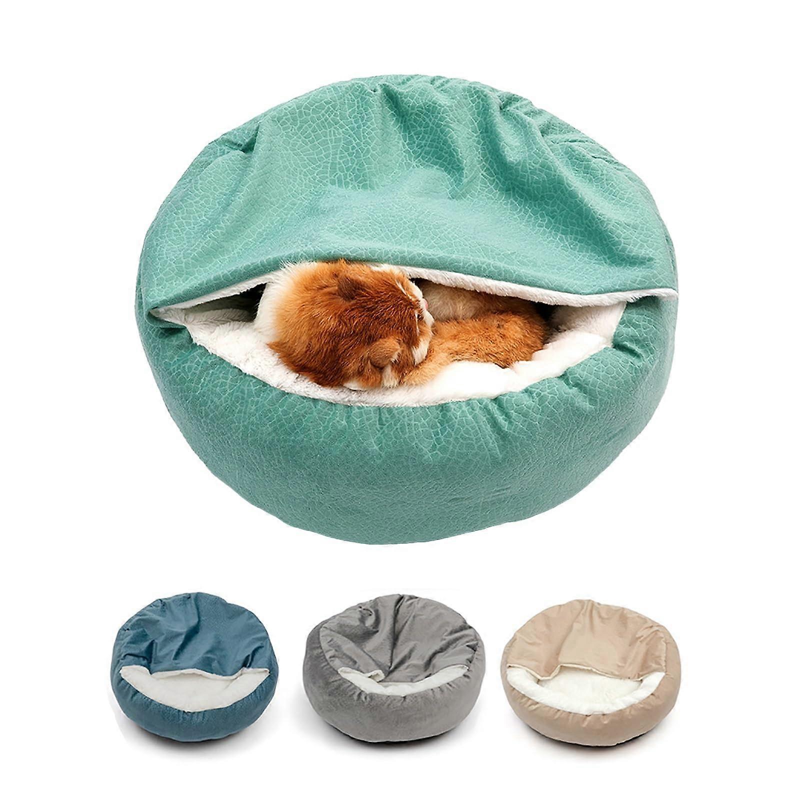 Medium Size Anti-Anxiety Plush Hooded Cave Cat Bed for Indoor Cats, Soft Fabric, Warm and Cozy Design, Grey Color