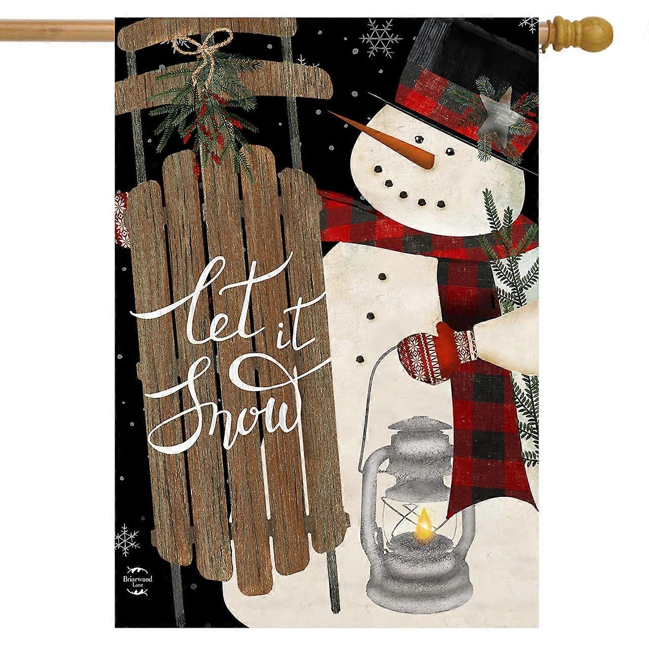 Snowman and Slide Winter House Flag Primitive Let It Snow 28 'x 40'
