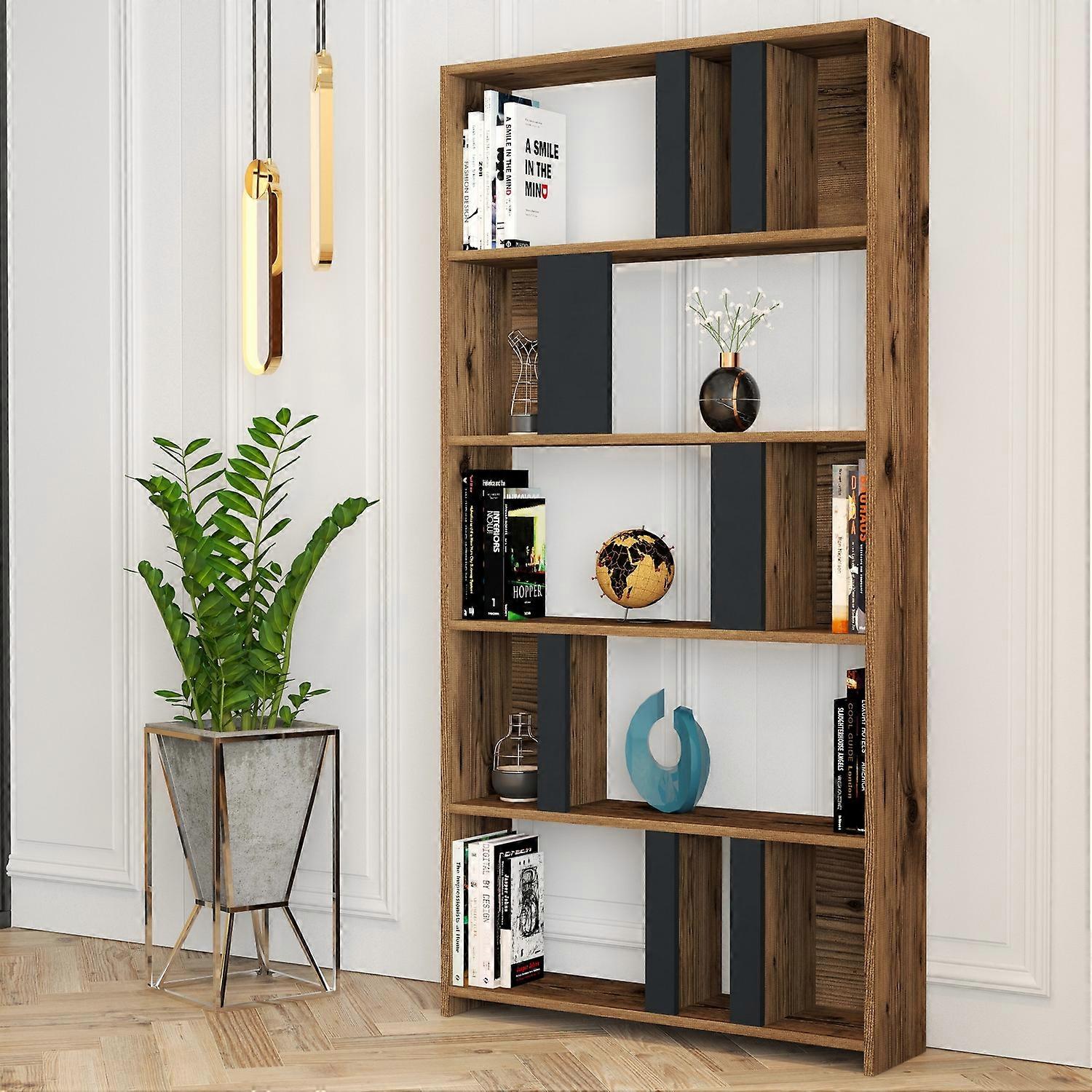 Bookshelf Lima - Walnut, anthracite