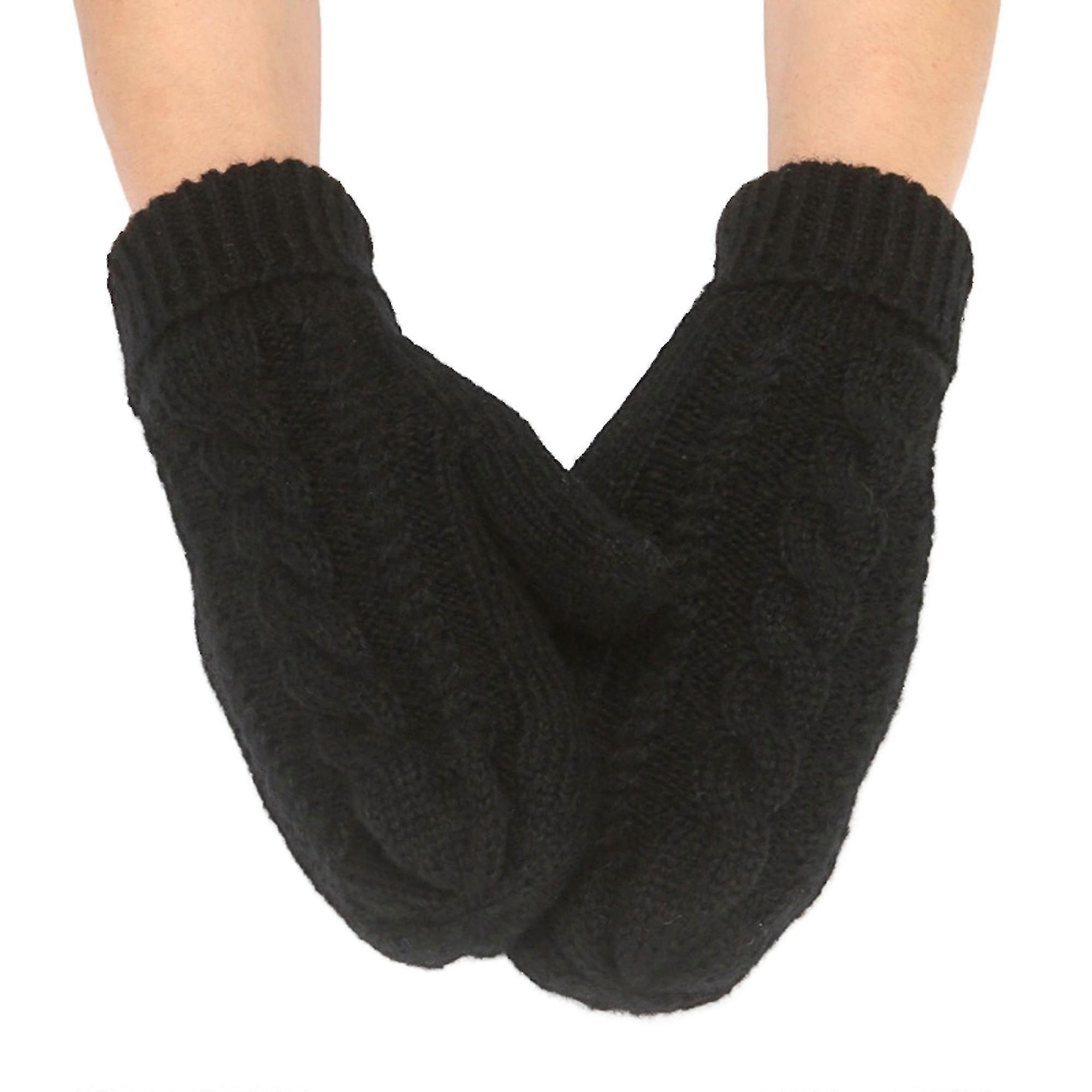 Women's Knit Winter Gloves Solid Color Warm Mittens