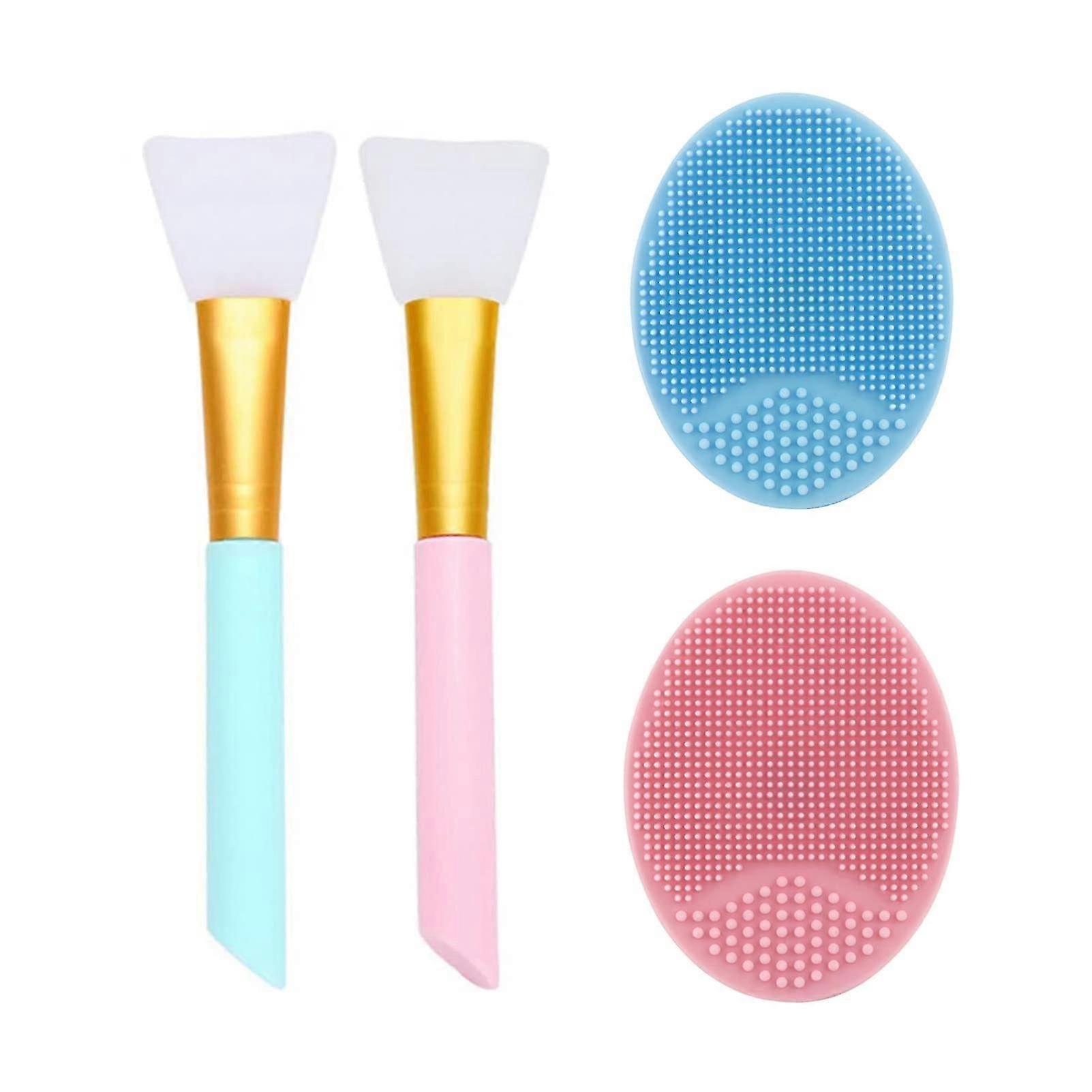 2 Pcs Facial Cleansing Brush,2 Pcs Silicone Face Mask Brush Mini Manual Silicone Face Scrubber Face