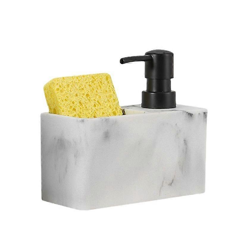 (White) Kitchen Dish Soap Dispenser Sponge Holder - Product Details Liquid Hand Soap Dispenser with Space for Sponge Holder - Kitchen Soap Dish