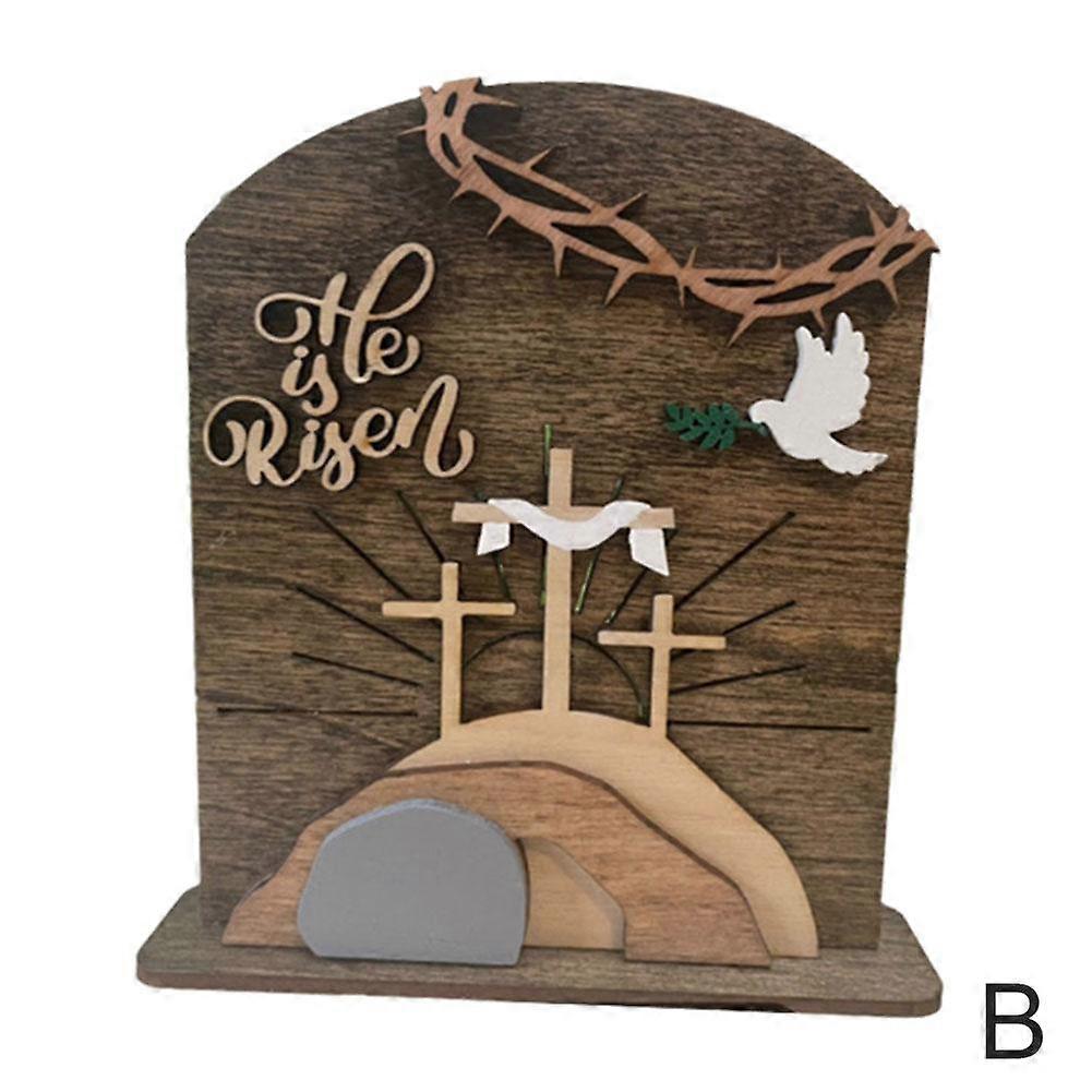 Dark (B)$Tombeau vide Il est ressuscité wooden tomb scene cross desktop ornament