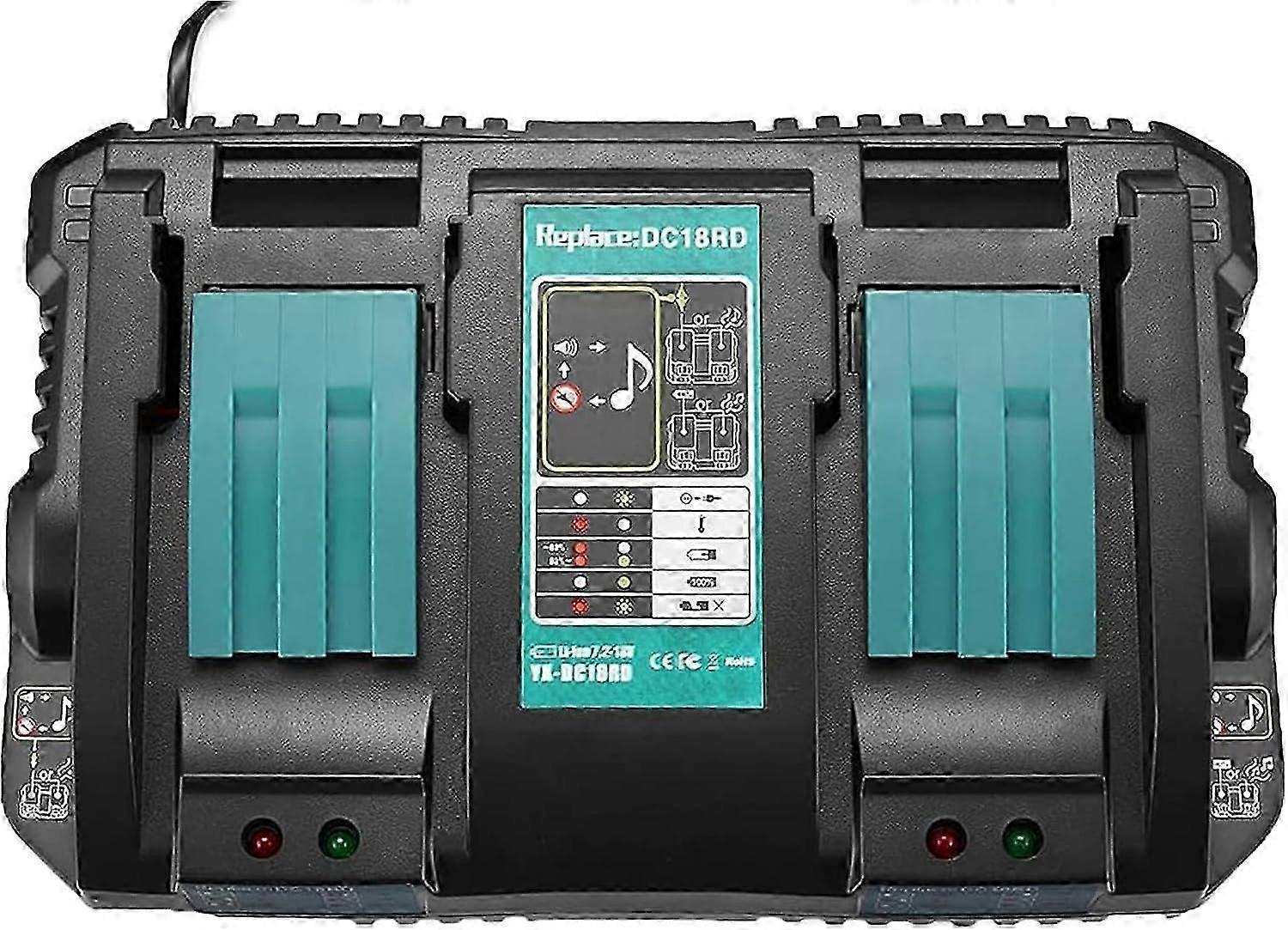 High qualityCompatible Bonadget 6A DC18RD Dual Fast Battery Charger Compatible with makita 14.4V-18V BL1830 BL1840 BL1850 BL1860 etc Li-ion LXT Compac