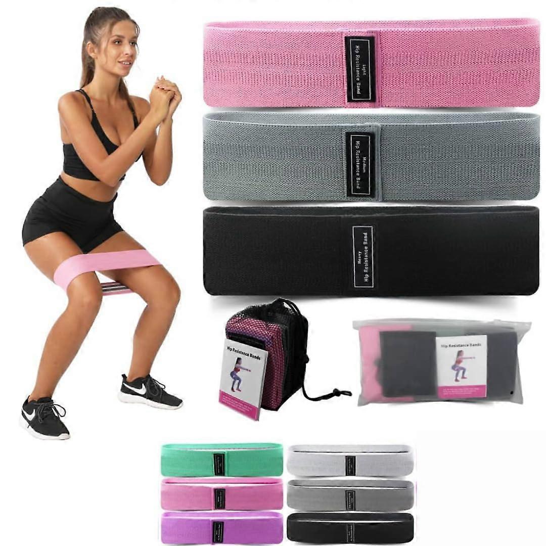 Resistance bands - exercise exercise bands with non -slip design - 3 level set - legs, hips and glesese - B2U fitness gray and black set