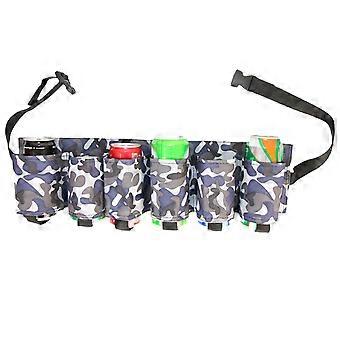 Suporte de Cinto de Cerveja para Mulheres Homem, Ajustável Piqueniques Bolsa de Cintura de Cerveja Cinto de Cerveja, Pacote de 6 Coldres de Cerveja Bebidas Cinto de Camuflagem Caqui
