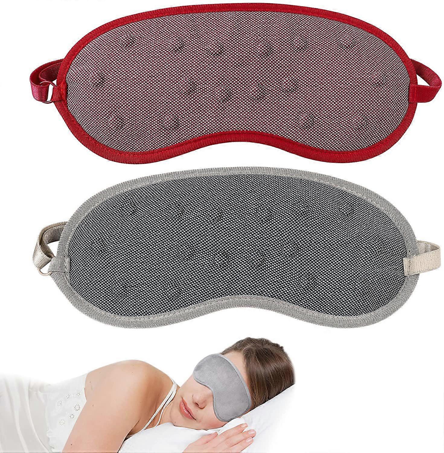 New 2 pcs Far Infrared Magnet Eye Masks 100% Light Blocking Deep Rest Adjustable Head Strap Soft Comfort Reusable