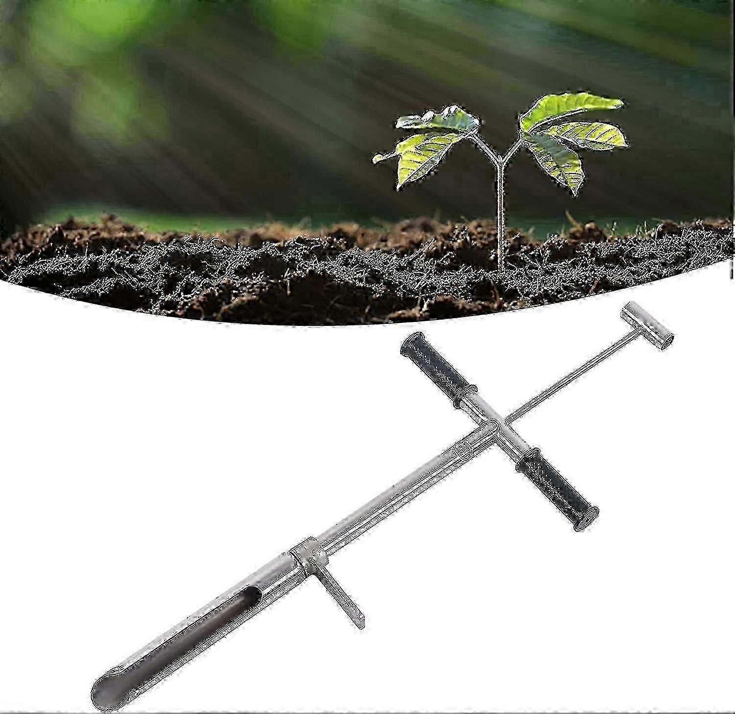 Soil Sampler Probe, 22.8in Stainless Steel T Style Handle Soil Test Kits With Ejector And Foot Pedal, Soil Sampler Tool With Core Sampling Area For Ga