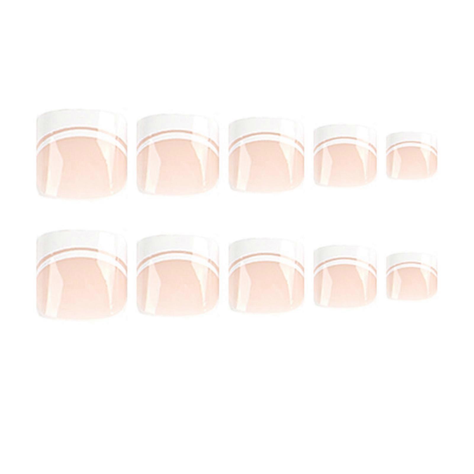 Press on Toe Nails Tips Short White Edge Artificial Toenail Manicure