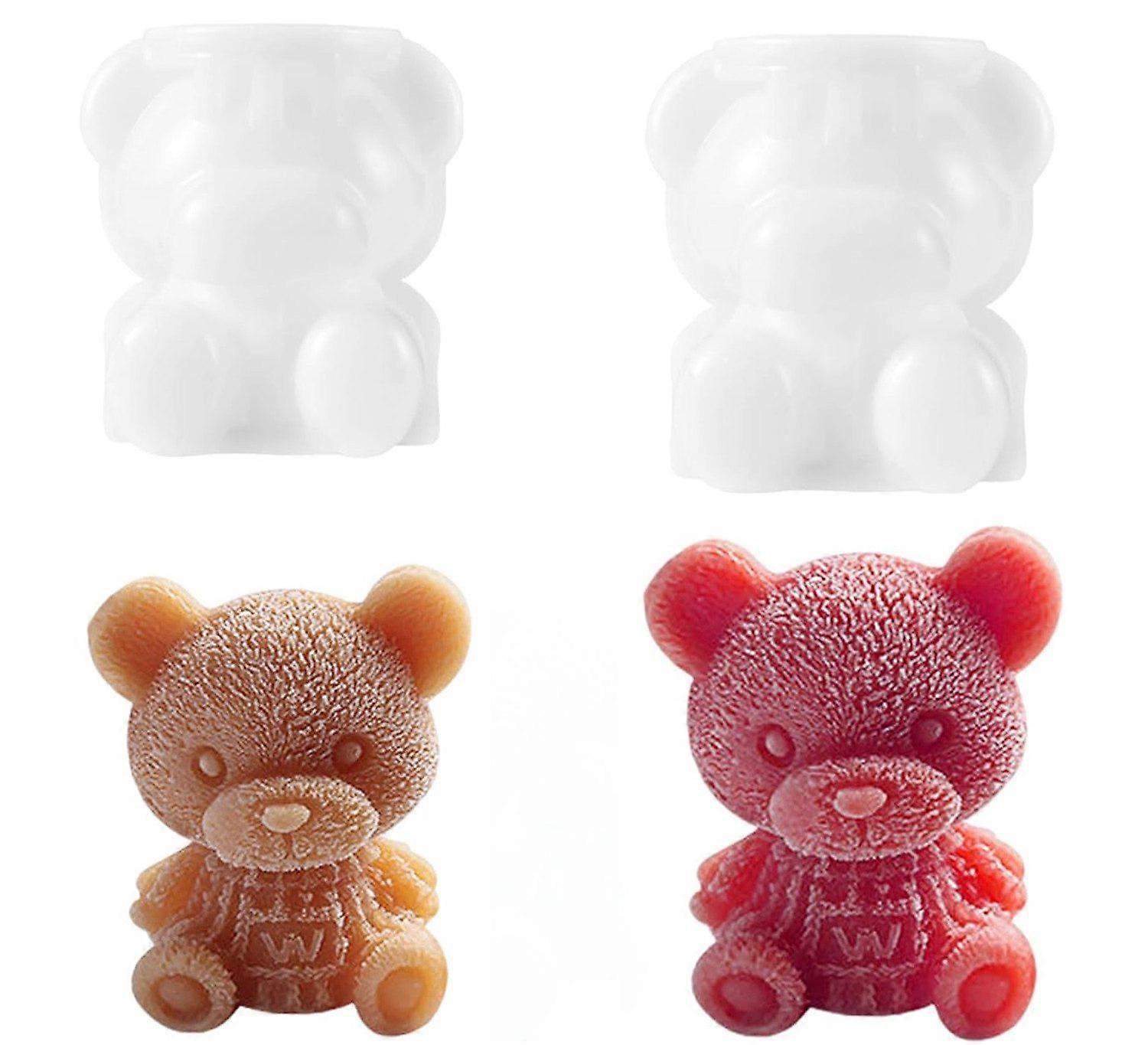 2 pieces 3D teddy bear ice cube mold Small bears cake silicone mold for creative baking designs
