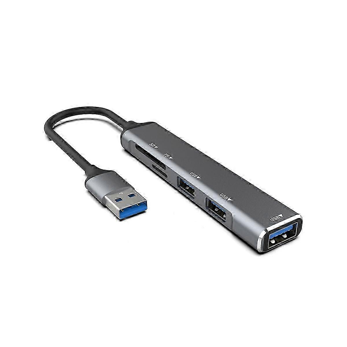 USB HUB 3.0 USB-A Hub Splitter 5 Port USB3.0 with TF/SD Card Reader High Speed Data Transfer for La