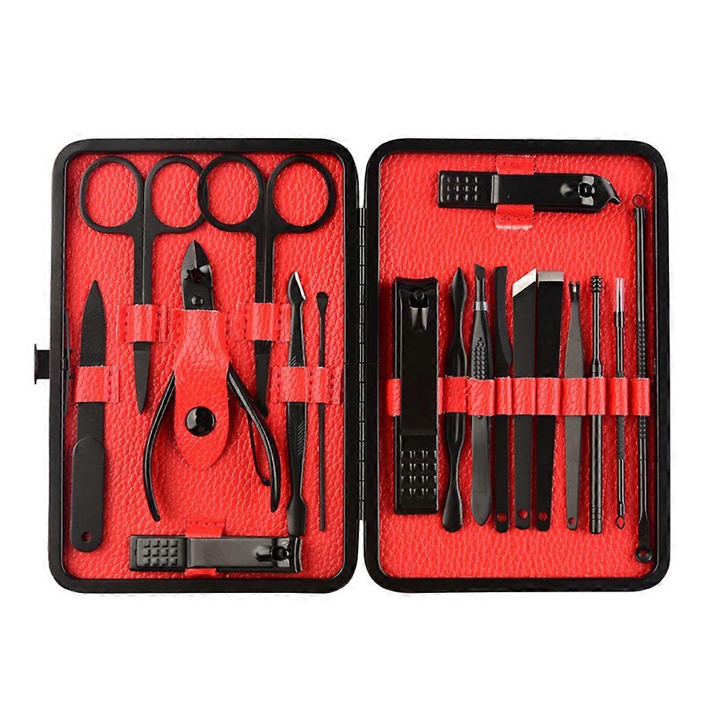 Nail Scissors Set High Precision Stainless Steel File Sharp Scissors With Stylish Case 18-Piece Blackening Suit
