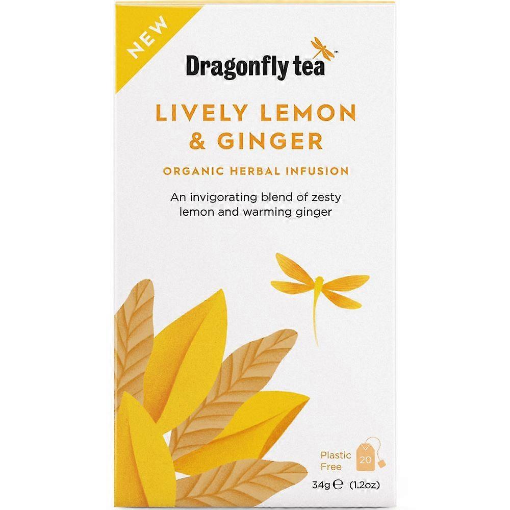 Dragonfly Tea Lively Lemon & Ginger Organic Herbal Tea 20 Tea bags